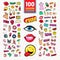 Fashion Stickers and Badges with Lips, Hands and Comic Speech Bubble. Teen Style Doodle