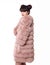 Fashion studio teen look style in pink fur coat isolated on whit