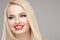 Fashion Stylish Beauty portrait of smiling beautiful blonde girl