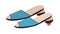 Fashion summer shoes or modern peep-toe slippers with rounded heel. Women's trendy footwear. Colored flat vector