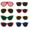 Fashion sunglasses vector set. Illustration of eyeglasses colorful plastic frame isolated objects on white background.