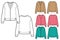 Fashion technical sketch of set woman knit cardigan in vector graphic.