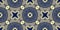 Fashion Textile Design. Indigo Golden Seamless Ornament. Royal Blue Vintage Print. Decorative Tapestry Rapport. Abstract Brocade
