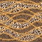 Fashion trendy seamless pattern with gold chains and leopard skin on brown background