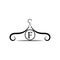 Fashion vector logo. Clothes hanger logo. Letter F logo. Tailor emblem. Wardrobe icon - Vector design