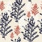 Fashion vector pattern with rustic plants in vintage style