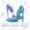 Fashion vector sketch womens shoes.