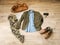 Fashion vintage male outfit, cloth and accessories