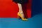 fashion woman footwear red blue concept foot beautiful leg colorful shoe. Generative AI.