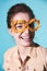 Fashion woman mask sunglasses design decorative portrait