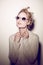 Fashion woman portrait. Sunglasses Hippie hair