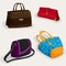 Fashion woman`s bags collection of classic leather bag handbag satchel and clutch isolated illustration