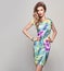 Fashion woman in Trendy Spring Summer Flower Dress