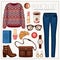 Fashion womanâ€™s casual outfit with sweater and jeans