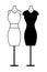 Fashion women dress on mannequins in black and white