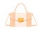 Fashion women flap handbag with gold buckle, handle and strap. Modern shoulder bag from smooth and textured leather