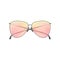 Fashion women sunglasses with yellow-pink gradient lenses and thin silver frame. Stylish accessory. Flat vector icon of