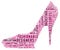 Fashion word cloud in a shape of high heel.