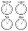 Fashion world time zone clocks