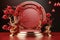 Fashionable 3D podium Chinese New Year, mid autumn, red gold celebration