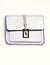 Fashionable accessories concept. Purse made out of silver leather on white background, isolated. Handbag for women with