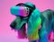 Fashionable Afghan hound dog wearing VR headset in fairy kei style