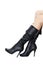 Fashionable black boots on a high heel