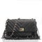 Fashionable black leather handbag