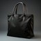 Fashionable black leather tote bag with shiny metal buckle generated by AI