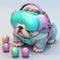 Fashionable bulldog wearing VR headset in fairy kei style