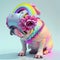 Fashionable bulldog wearing VR headset in fairy kei style