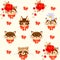 Fashionable cats and raccoon. Charming mustachioed faces. Infinite fabric print for baby