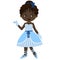 Fashionable Cute Little African American Girl in a Costume with Accessories