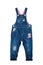 Fashionable denim overalls for a baby girl with floral patterns