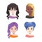 Fashionable diverse women avatars with different hair colors