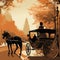 Fashionable Encounter with Horse-Drawn Carriages