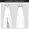 Fashionable evening dress template. Elegant evening dress front, back, white color.