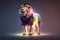 Fashionable Feline in Hi-Def: Neon-Lit Lion Stuns in Stylish Shirt and Sandals!