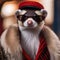 A fashionable ferret in a fur coat and sunglasses, strutting down a red carpet4