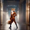 A fashionable fox in designer attire, strutting down a fashion runway3