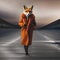 A fashionable fox in designer attire, strutting down a fashion runway4