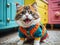 Fashionable Furry Friends Pets Posing in Cute Attire.AI Generated