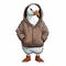 Fashionable Geese In Hoodies: A Playful Cartoon Composition