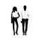 Fashionable girl and guy vector. Fashion. Boy and girl silhouette vector. Girl in jeans and a blouse. Guy in a business suit.