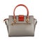 Fashionable gray classic women`s bag of textured leather
