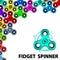 Fashionable greeting card with fidget spinner text info. Fidget
