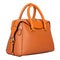 Fashionable light orange classic women`s handbag of leather