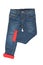 Fashionable lined Thermojeans. Trendy warm stretch blue jeans tr