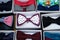 Fashionable male bowties in paper boxes