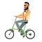 Fashionable male hipster rides a bicycle